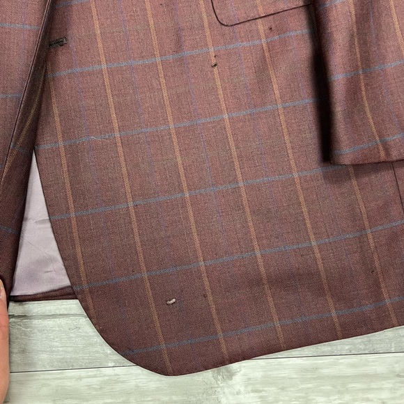 Bespoke Michael Christopher Maroon Plaid Sport Coat 48L - Picture 4 of 9